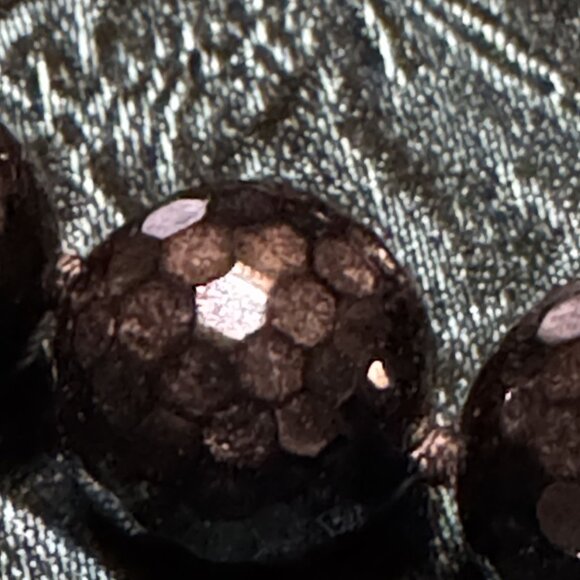 Jaded Signed Faceted Black Glass Bead Necklace Gold Tone Toggle Clasp 36 Inch El - Picture 3 of 7